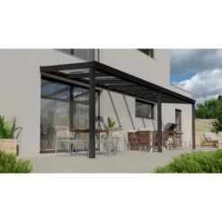 Terrassenüberdachung Professional 700 Cm X 250 Cm Schwarz Struktur PC Klar -Vitavia Verkäufe 603584 11007300 3