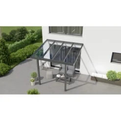 Terrassenüberdachung Basic 300 Cm X 250 Cm Anthrazit Glanz Glas