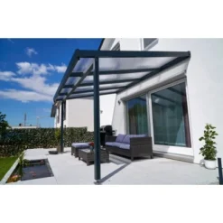 Terrassenüberdachung Premium (BxT) 410 Cm X 306 Cm Anthrazit Polycarbonat Klar