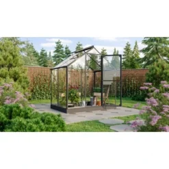 Gewächshaus Vitavia Triton 2500 ESG 3mm Schwarz Inkl. Stahlfundament