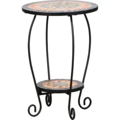 Siena Garden Blumenständer Prato Eisen 41 Cm X 41 Cm X 59 Cm Schwarz Mosaik