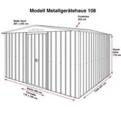 Globel Industries Metall-Gerätehaus 10x8 Anthrazit B X T: 295 Cm X 237 Cm -Vitavia Verkäufe 741 gi00501 metallgerae 14