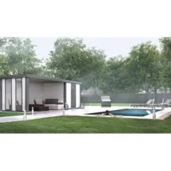 Wolff Finnhaus Metall-Gartenhaus Eleganto 2424 Lounge Links Weiß 522x238 Cm