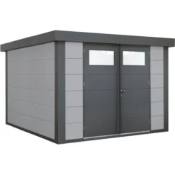 Wolff Finnhaus Metall-Gartenhaus Eleganto 2724 Lichtgrau BxT: 268 Cm X 238 Cm