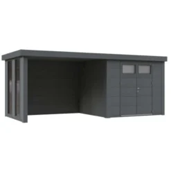 Wolff Finnhaus Metall-Gartenhaus Eleganto 2724 Lounge Links Lichtgrau 552 X 238