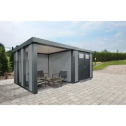 Wolff Finhaus Metall-Gartenhaus Eleganto 2724 Lounge Links Lichtgrau 552 X 238 C