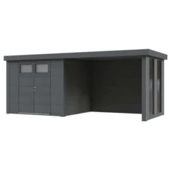 Wolff Finhaus Metall-Gartenhaus Eleganto 2724 Lounge Rechts Granitgrau 552 X 238