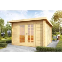 Wolff Finnhaus Holz-Gartenhaus Pulti 34-C Natur Vollglas BxT: 300 Cm X 300 Cm