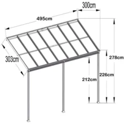 Home Deluxe Terrassenüberdachung Solis Alu 495 X 303 X 226 / 278 Cm Anthrazit -Vitavia Verkäufe 763692 11007200 17