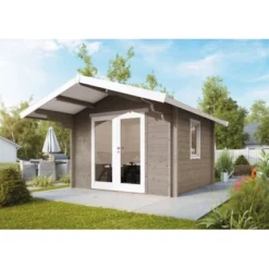 Wolff Finnhaus Holz-Gartenhaus Bergen 44-A Hellgrau 360 Cm X 236 Cm