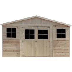 Timbela Gartenhaus Holz M332+M332G 8 M² Mit Fenstern Und Boden