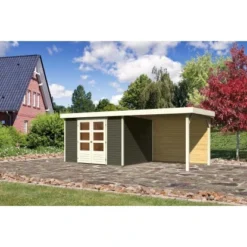 Karibu Holz-Gartenhaus Boras Terragrau Flachdach Lackiert 298 Cm X 242 Cm