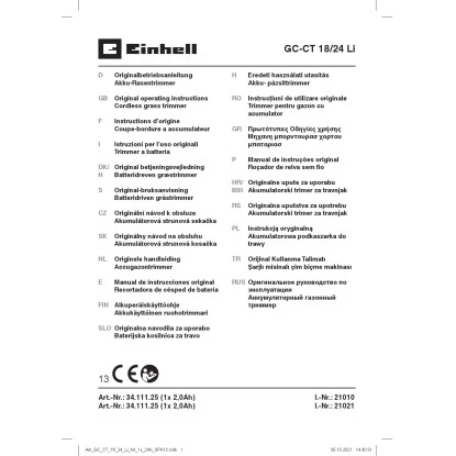 Einhell Power X-Change Akku-Rasentrimmer GC-CT 18/24 Li Mit 2 Ah-Akku 17 Einhell Power X-Change Akku-Rasentrimmer GC-CT 18/24 Li Mit 2 Ah-Akku – Bild 17
