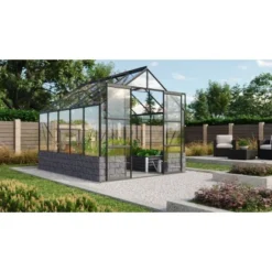 Vitavia Gewächshaus Cassandra 8300 Schwarz ESG 3 Mm Sockel Anthrazit 257x323,1x248,9 Cm