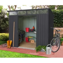 Pergart Gerätehaus Lübeck 86 Anthrazit Matt 238 Cm X 194 Cm X 203 Cm