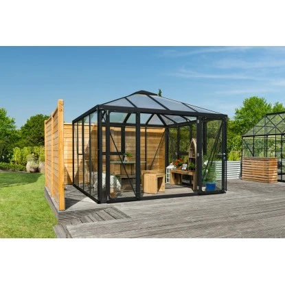 Vitavia Gewächshaus Fortuna - Jack Roof Schwarz ESG/HKP 317 X 321,5 X 264,5 Cm 2 Vitavia Gewächshaus Fortuna - Jack Roof Schwarz ESG/HKP 317 X 321,5 X 264,5 Cm – Bild 2