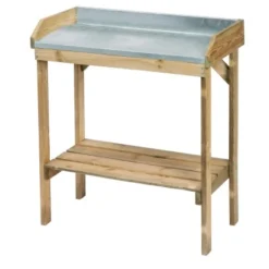 Ubbink Nature Holz-Pflanztisch Mit Arbeitsfläche Aus Zink 97 Cm X 85 Cm X 42 Cm