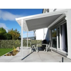 Gutta Unterdachmarkise St. Tropez Weiß 4 M X 4 M Grau Ausladung 2,5 M Motor