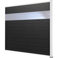 Gutta Sichtschutzzaun-Erweiterungsel. WPC Weiß 202x1,86cm Dielen Grau/PC Paneele