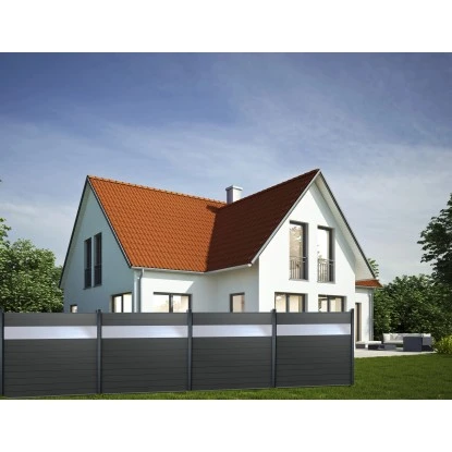 Gutta Sichtschutzzaun-Element WPC Anthrazit 202 Cm X 186 Cm Mit PC Paneele 2 Gutta Sichtschutzzaun-Element WPC Anthrazit 202 Cm X 186 Cm Mit PC Paneele – Bild 2