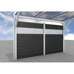 Gutta Rückwand Carport Premium Weiß WPC Dielen Dunkelgrau Mit PC Paneele