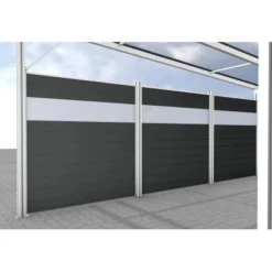Gutta Seitenwand Carport Premium Weiß WPC Dielen Dunkelgrau Mit PC Paneele