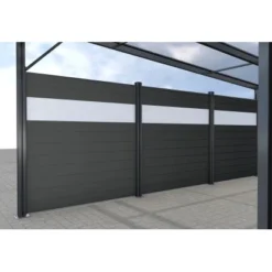 Gutta Seitenwand Carport Premium Anthrazit WPC Dielen Dunkelgrau Mit PC Paneele