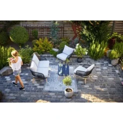 Lounge-Set Edna 4-teilig Seilbespannung Anthrazit -Vitavia Verkäufe 8458135 7