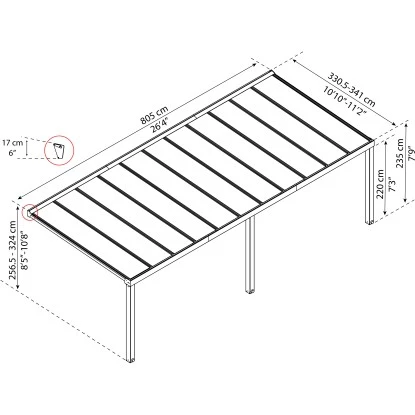 Palram - Canopia Terrassenüberdachung Stockholm 3,4 M X 8,1 M 3 Palram - Canopia Terrassenüberdachung Stockholm 3,4 M X 8,1 M – Bild 3