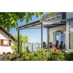 Gutta Terrassenüberdachung Premium 309 Cm X 306 Cm Anthrazit Polycarbonat Streif