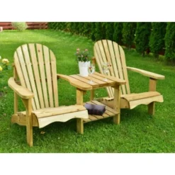 Axi Doppelter Gartenstuhl Mit Tisch Valerie Holz 175 CmNatur -Vitavia Verkäufe 8720365061950 1737 IA 02