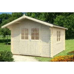 Palmako Sally Holz-Gartenhaus Natur Satteldach Tauchgrundiert 300 Cm X 360 Cm