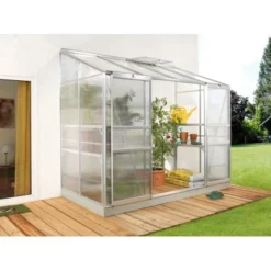 Vitavia Anlehn-Gewächshaus Ida 3300 Mit 4 Mm HKP 3,3 M² Alu-Blank