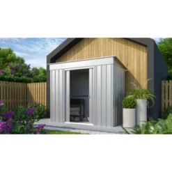 Globel Metall-Gerätehaus Skillion 84 B X T: 234 Cm X 113 Cm Silber Metallic -Vitavia Verkäufe 9340976002457 2298 1