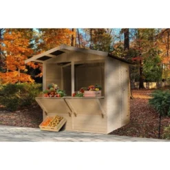 Timbela Marktbude Holz M149 4 M² Mit 2 Theken