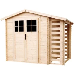 Timbela Holz-Gartenhaus Mit Brennholzregal M386F 4,47 M² Ohne Boden -Vitavia Verkäufe 950693 11023400 M386F S 02