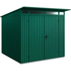 Ecostar Gerätehaus Trend Mit Pultdach Typ 2 RAL6005 Moosgrün Doppeltür