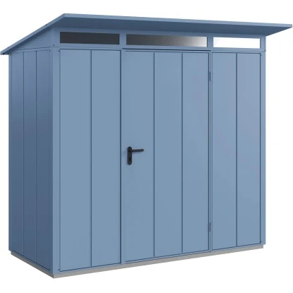 Ecostar Gerätehaus Elegant Mit Pultdach Typ 1 RAL5014 Taubenblau Einzeltür 1 Ecostar Gerätehaus Elegant Mit Pultdach Typ 1 RAL5014 Taubenblau Einzeltür