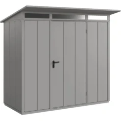 Ecostar Gerätehaus Elegant Mit Pultdach Typ 1 RAL9007 Graualuminium Einzeltür