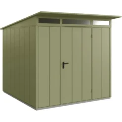 Ecostar Gerätehaus Elegant Mit Pultdach Typ 2 RAL6013 Schilfgrün Einzeltür