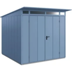 Ecostar Gerätehaus Elegant Mit Pultdach Typ 2 RAL5014 Taubenblau Doppeltür