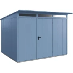 Ecostar Gerätehaus Elegant Mit Pultdach Typ 3 RAL5014 Taubenblau Einzeltür