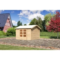 Karibu Holz-Gartenhaus Timra Naturbelassen Satteldach 300 Cm X 300 Cm
