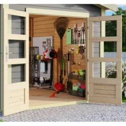 Karibu Holz-Gartenhaus Timra Terragrau Satteldach Lackiert 240 Cm X 244 Cm -Vitavia Verkäufe 960442 3739 05