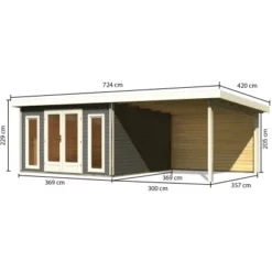 Karibu Holz-Gartenhaus Norrköping Terragrau Pultdach Lackiert 365 Cm X 365 Cm -Vitavia Verkäufe 960478 3739 02