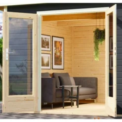 Karibu Holz-Gartenhaus Norrköping Terragrau Pultdach Lackiert 365 Cm X 365 Cm -Vitavia Verkäufe 960478 3739 05