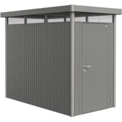 Biohort Metall-Gerätehaus HighLine Quarzgrau Metallic 3,5 M² Einzeltür Seitlich