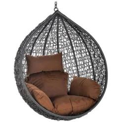 Home Deluxe Hängesessel-Korb Cielo Aus Polyrattan Grau