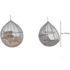 Home Deluxe Hängesessel-Korb Cielo Aus Polyrattan Grau -Vitavia Verkäufe 966811 2972 05