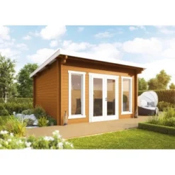 Wolff Finnhaus Holz-Gartenhaus Trondheim 44-C XL Eiche Hell BxT: 430 Cm X 480 Cm